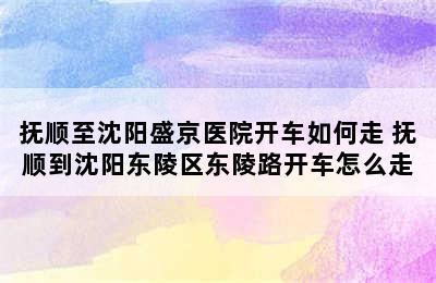 抚顺至沈阳盛京医院开车如何走 抚顺到沈阳东陵区东陵路开车怎么走